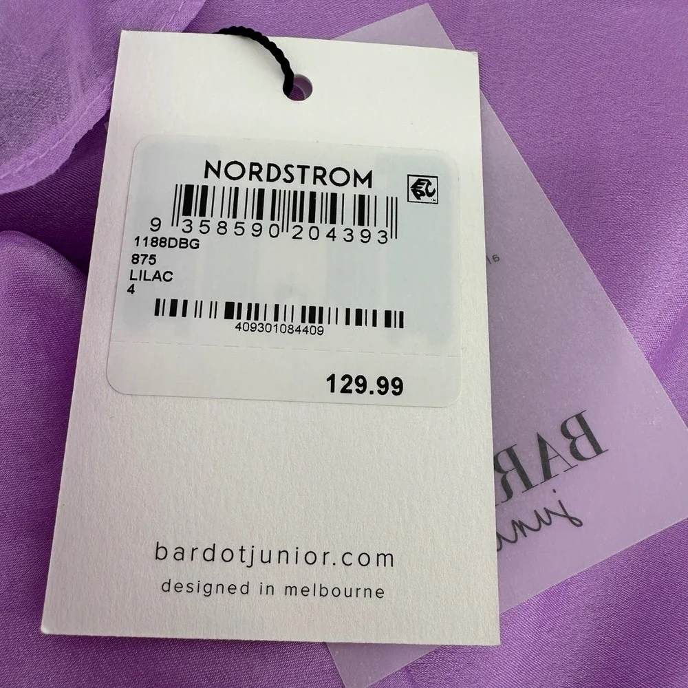 Bardot Junior Girls Lilac Purple Floral Applique Ruffle Dress 1188DBG Size 4 NEW